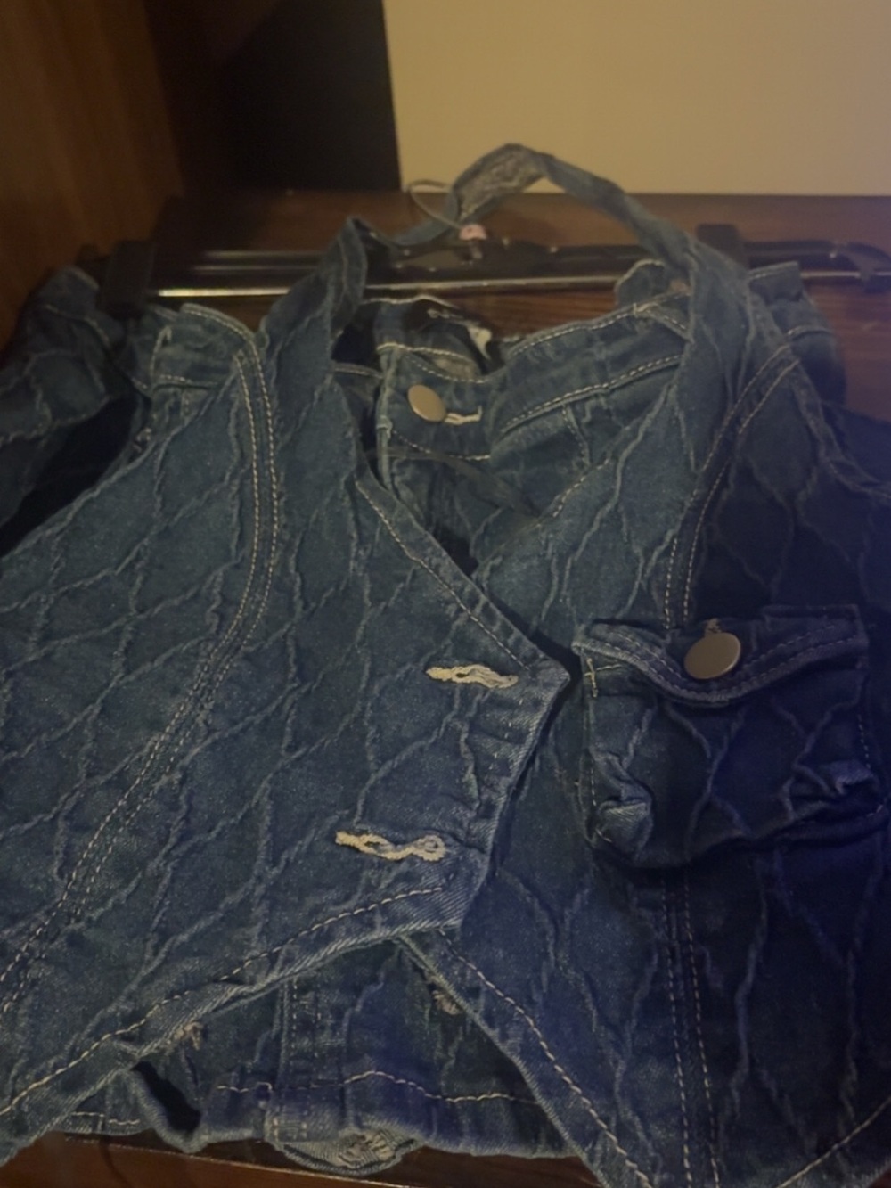 Denim Quilted Vest in Deep Blue